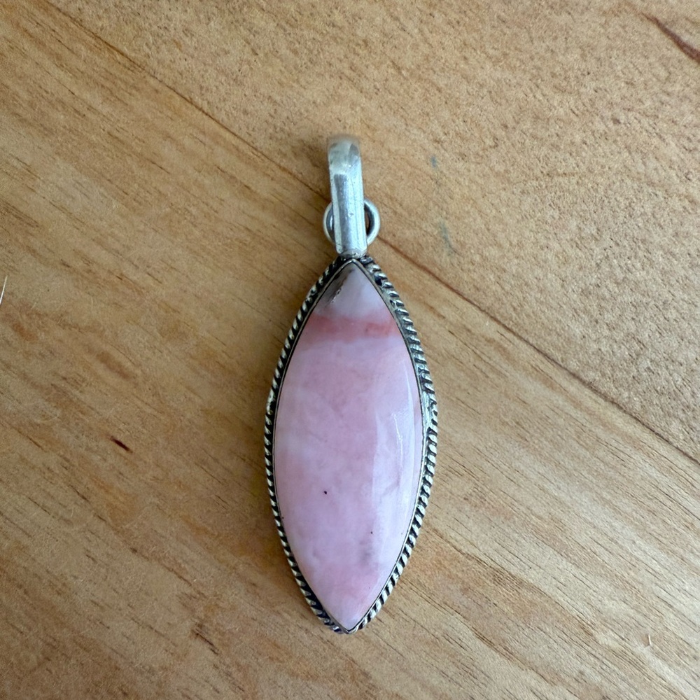 Pink Conch and Sterling Silver Pendant